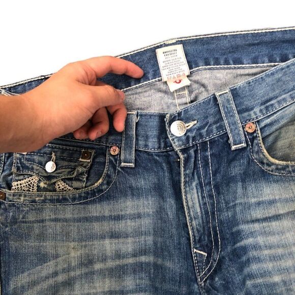 VINTAGE true religion jeans size 36 STRAIGHT blue - Picture 12 of 14